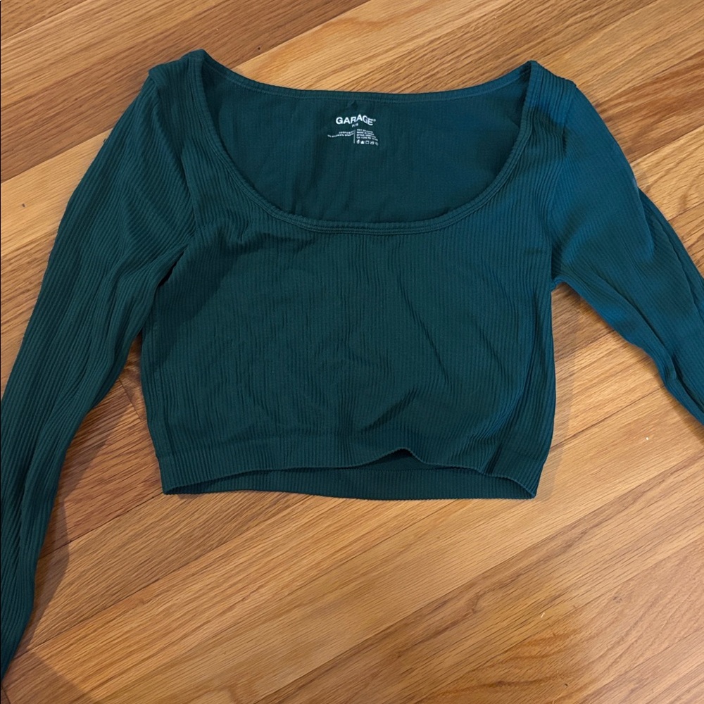 Garage Deep Teal Ribbed Crop Top